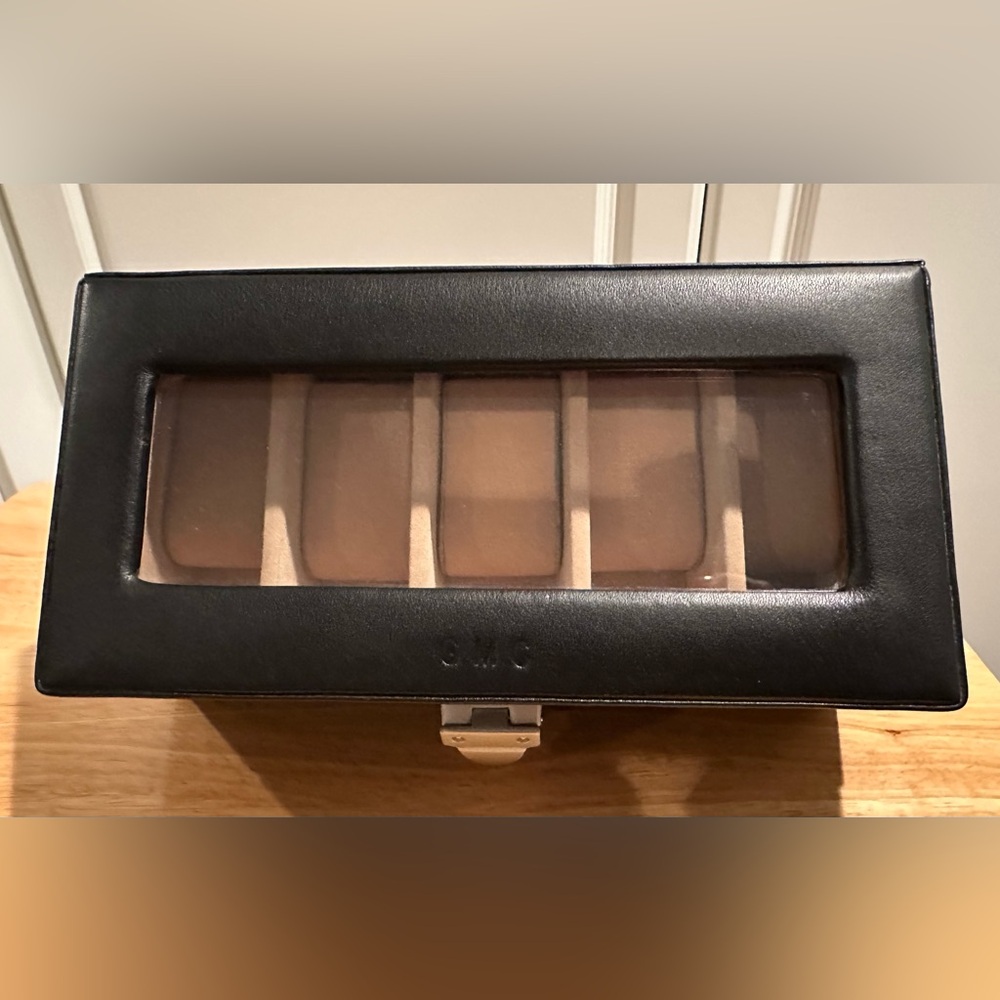 Locking 5-slot Watch Box Organizer. Black Leather EUC